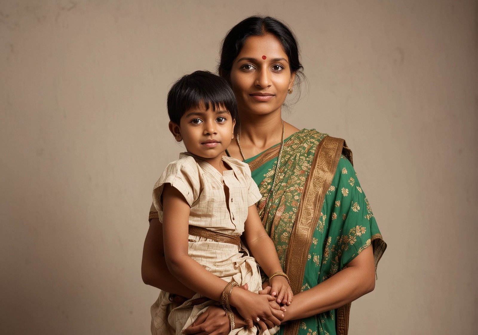 indian mother with her son